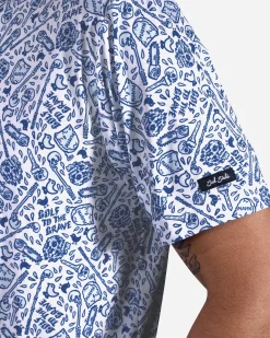 Bad Birdie X Liquid Death Blue Polo
